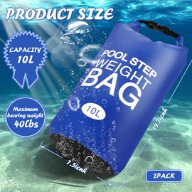 Universal Pool Step Weights 250D PVC Waterproof Swimming Pool Ladder Weights 10l No Breaken Above Ground Pool Ladder Sand Bags, Foldable Pool Stair Weights for Pool Steps, Easy&Quick Fill Sand(Bule)