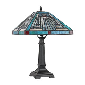 Chloe Lighting Innes Mission Tiffany-Style Blackish Bronze 1 Light Table Lamp 12" Wide, Multicolor
