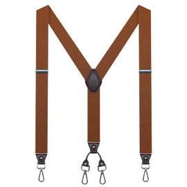 1.4 Inch Wide Brown Suspenders for Men Heavy Duty with 4 Swivel Snap Hooks, Lightweight Mens Suspenders for Jeans Pants Adjustable Work Braces