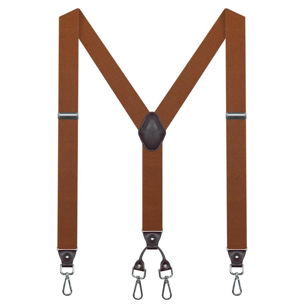 1.4 Inch Wide Brown Suspenders for Men Heavy Duty with