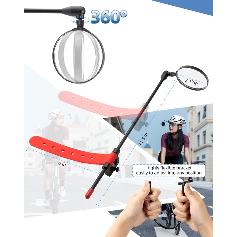 ROCKBROS Bike Helmet Mirror 5.5cm HD Mirror, Flexible Frame, Detachable