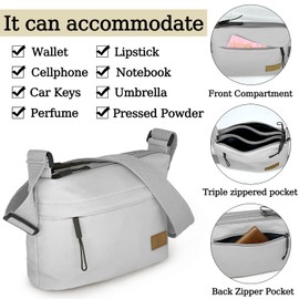 Small Crossbody Bag for Women Men, Canvas Cross Body Purse for Women, Casual Minimalist Style Handbag Purse with 5 Pocket, White