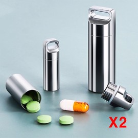 304 스텐 약통 스텐리스 미니 방수 휴대용 알약 케이스 대형실버 2개세트 304 Stainless Steel Pill Case Mini Waterproof Portable Large Silver Set of 2