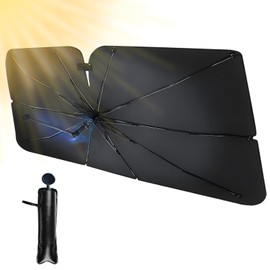 Jisrcha Jisrcha Sonnenschutz Auto Frontscheibe mit 10 Arme, Faltbar Car Shades mit Biegsamer Griff 360 Drehbar, Sonnenschutz Frontscheibe Innen fr Die Meisten Fahrzeuge (125 * 65)