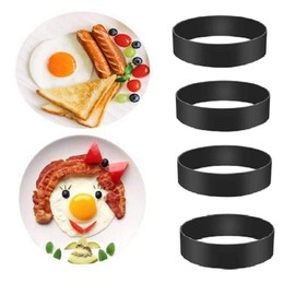4X Egg Rings for Frying Poaching Eggs Omelettes Mini Pancakes Non Stick Easy Cleaning