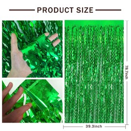 Fringe Backdrop Curtains Green Streamers Foil Fringe Curtains Party Decorations, Jungle Party Decorations, Green Party Decorations, Green Birthday Decorations, Green Christmas Decorations