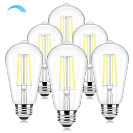 Brightever Edison Light Bulbs 60 Watt Equivalent, Dimmable LED Light Bulbs, 7W, 850LM Vintage E26 LED Bulb 5000K Daylight White, 90+CRI, ST58 Clear Glass Antique Decor Filament Bulb for Room, 6-Pack
