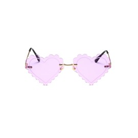 QVKUUT Stylish Irregular Rimless Heart Shape Sunglasses for Party and Dancing, Purple
