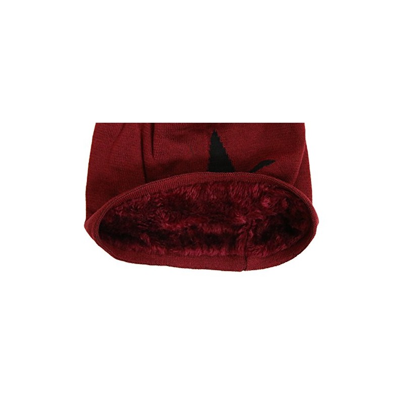 Lined Winter Stars Knitted Fine Knit Beanie Hat - red
