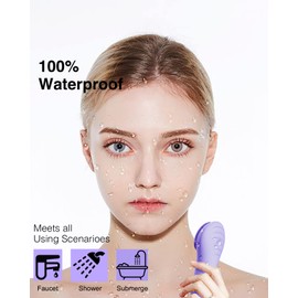 NgraCoola CLIE Facial Cleansing Brush - Waterproof & Rechargeable Face Scrubber for Men & Women, Cleansing, Exfoliating & Massaging - Violet