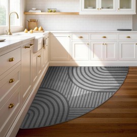 Carvapet 39" Corner Kitchen Rug, Sector Non-Slip Absorbent Floor Mat