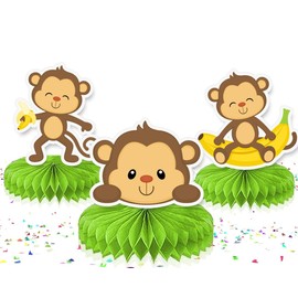 Playful Monkey 5-Piece Honeycombs Centerpieces Set - Add a Touch of Jungle Fun to Your Decor