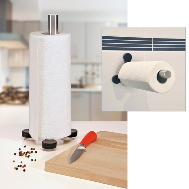com-four® 2 x Standing Kitchen Roll Holder with Suction Cup