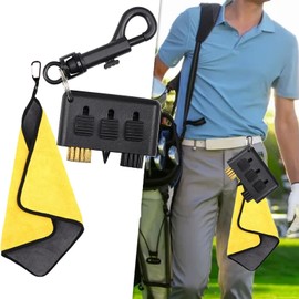 Sellerian Golf Brush, 3-in-1 Cleaning Brush, Set of 2, Golf Brush, Golf Towel, Carabiner, Golf Club, Carabiner, Portable, Convenient Golf Cleaning Brush, Cleaning Tool for Golf Clubs, Cleaning Brush
