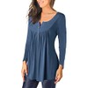 Ranphee Women's V-Neck Button Down Tunic Elegant Tops, L Blue