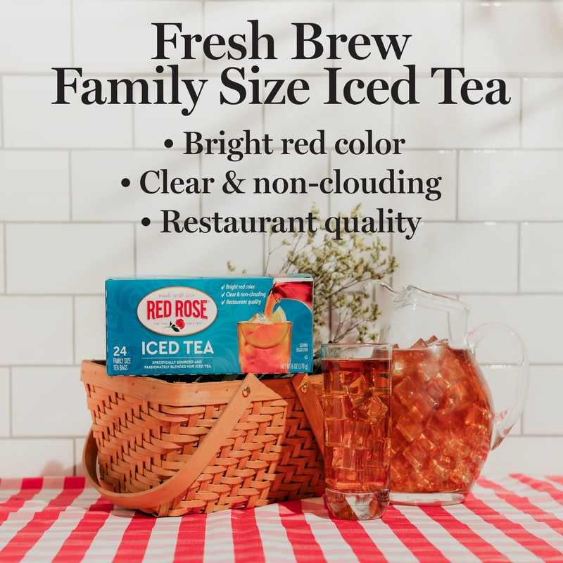 Red Rose Family Size Iced Tea 24 Individually Wrapped Tea