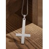 HAQUIL Inverted Cross Necklace for Men, Silver Plated Stainless Steel