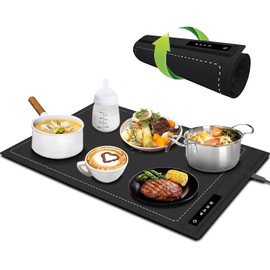Electric Warming Tray with Adjustable Temperature-Portable Warming Mat for Food,Roll Up Silicone Food Warmer for Parties with 3 Temperature Settings,Versatile Food Warmers for Parties Buffet (Black)