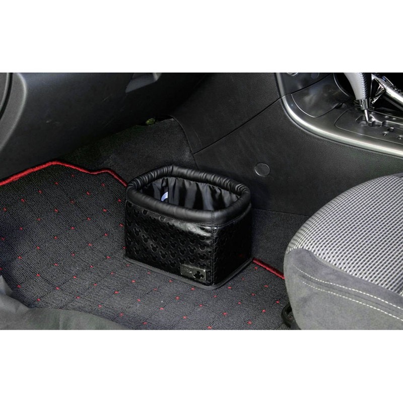 ナポレックス(Napolex) 車用ゴミ箱 500mlペットボトル6本収納可 転倒防止設計 安定 収納ボックス 肉厚カーボン調生地 カー用品 ディズニー ミッキーマウス