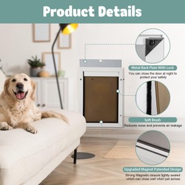 Dog Door,Pet Door, Inner Frame for Large Dog and Pets, Easy to Install, 2-Way Locks, Durable Frame Doggy Door for Door, Screen & Wall, White Doggie Door (Medium, Aluminum-White)