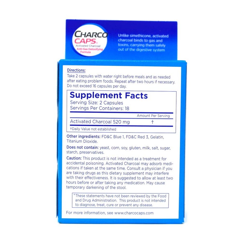 Charcocaps Anti-Gas Detoxifying Formula, 36 Capsules Each (Value Pack of