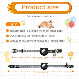 LURNODY AirTag Cat Collar, Black, Lightweight and Comfortable, AirTag Cat Collar with Safety Buckle and Bell, GPS Tracker Cat for Cats, Kittens and Puppies