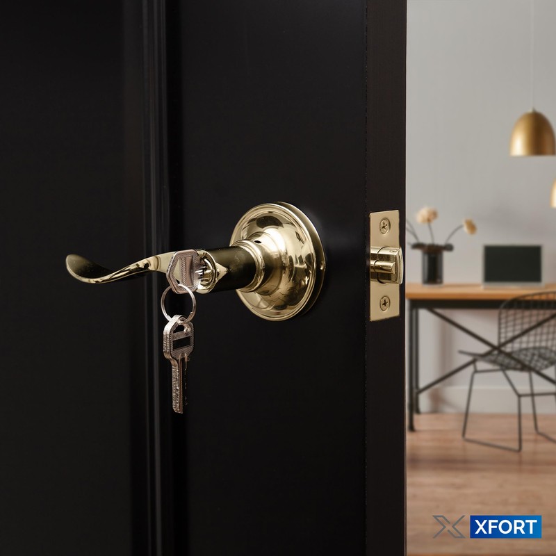 XFORT Cabriole Entrance Knob Set Polished Brass, Door Knob with