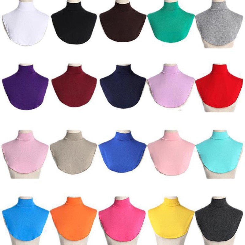 TERNCOEW Womens Turtleneck Fake Collar Islamic Hijab Extensions Solid Color