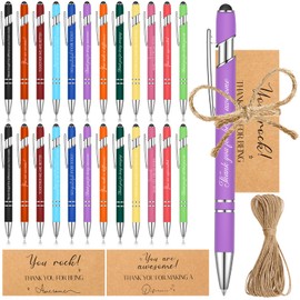 Sinmoe 24 Sets Employee Appreciation Gifts Include 24 Pcs Inspirational Ballpoint Pens 24 Pcs Thank You Cards with Rope Motivational Quotes Pen with Stylus Tip Encouraging Handwriting Pen for Coworker