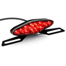 NTHREEAUTO Universal Motorcycle Tail Light LED Brake Running Lights with License Plate Bracket, ATV Dirt Bike Taillight Compatible with Honda Yamaha Suzuki Quad Chopper Turing Cruiser Off-Road