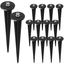 Tkocisa 12 Pack Metal Replacement Stakes Spike, Solar Light Stakes Flood Light Ground Stake Threaded Spike Solar Pathway Lights Spike for Garden Lights Landscape Yard Pathway Lamps Pole 6.3 Inches