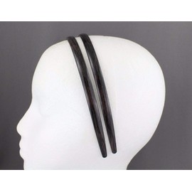 Black Brown headband 2 pack brushed painted look plastic hair grip teeth skinny