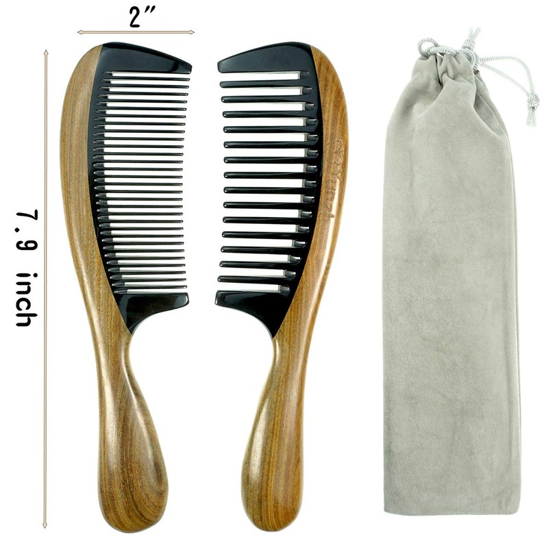 YunZh Wide Tooth Comb and Fine Tooth Combs,Sandalwood Buffalo Ox