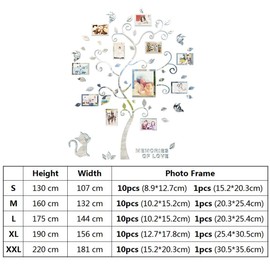 Wall Sticker, Tree Wall Sticker, 3D DIY Family Picture Frame, Photo Sticker, Family Wall Pictures, Wall Art for Home / Living Room / Bedroom / Nursery