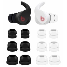 6 Pairs Double Flange Compatible with Beats Fit Pro Ear Tips Buds, S/M/L 3 Size Replacement Noise Reduce Silicone Wing Eartips Earbuds Earplug Fit in Case for Beat Fit Pro - Black White