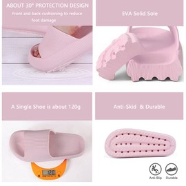 SHAINE Bathing Shoes for Men and Women, Cloud Slippers, Slides, Home Slippers, Rubber, Non-Slip Mules, Summer Garden Flip-Flops, Pink, EU 40/41