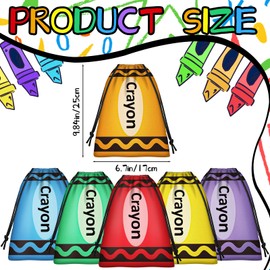Denylo pro 24 Pcs Crayon Drawstring Bags 6 Colors Back to School 6.7×9.8 Inch Crayon Drawstring Bags for Back to School Favor Birthday Party Supplies