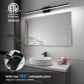 VOLISUN Modern Bathroom Vanity Light 39.4 inch, Rotatable, 24W Dimmable 5CCT Led Bathroom Light Fixture Over Mirror, Black Bar Vanity Light for Bathroom Mirror Cabinets-ETL Certificated