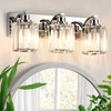 Haolaike 3 Lights Crystal Bathroom Vanity Light Modern Chrome Bathroom