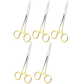 AAProTools 5 Half Gold Color Mosquito Locking Hemostat Forceps Straight 5" Ideal for All Types of Hobby and First Aid Kit
