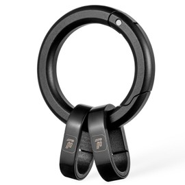 TIMULTI Titanium Key Chain, Key Ring, Carabiner, For Connecting, Mini Hook, Quick Release Connector, Black / Carabiner + 3 Continuous Rings