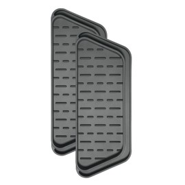 Crystala Filters Non-slip Cuttable fridge water Dispenser Drip Tray, Fridge Water Dispenser Drip Tray Prevents Water Splashes, 2 Pack (Rectangular, Black)