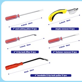 Waltool 5Pcs Upholstery Staple Remover Tool Set, Construction Carpet Remover, Fastener Nail Puller and V Tip Tack Lifter Screwdriver for Furniture, Carpet, Carton, Floor, Photo Frame