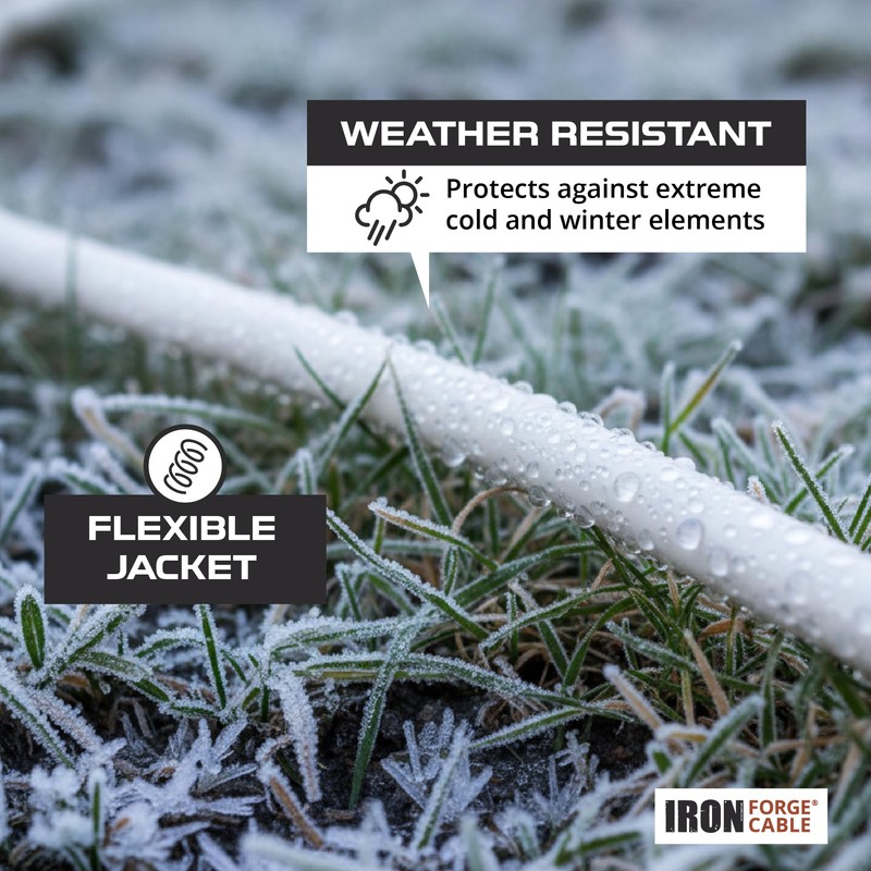 Iron Forge Cable 10ft White Outdoor Extension Cord with 3