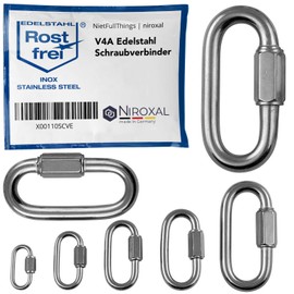 5 mm Stainless Steel Screw Connector V4A Screw Carabiner Chain Connector 930 kg Screw Link Screw Link Quick Release Key Rings Emergency Link Rustproof