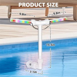 Nialnant Pool Fountain with 11 Color LED Lights, 360° Adjustable Dual High-Pressure Solar Pool Waterfall Fountain with Dual Spray Waterfall Sprinklers for Above and In-Ground Pools