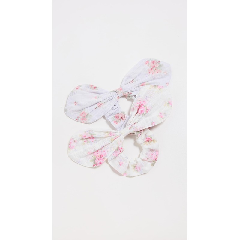 LOVESHACKFANCY Women's Pasadena Rose Scrunchies 2 Pack, Multi, One Size