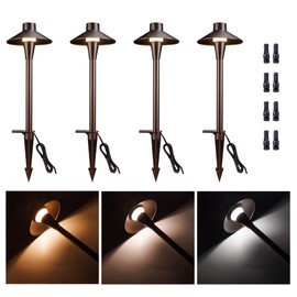 Varmtalys Low Voltage Pathway Lights, 3CCT LED Landscape Path Lights, Outdoor Waterproof IP65, Wired ORB Aluminum 5W 150LM for Sidewalk Step 4 Pack