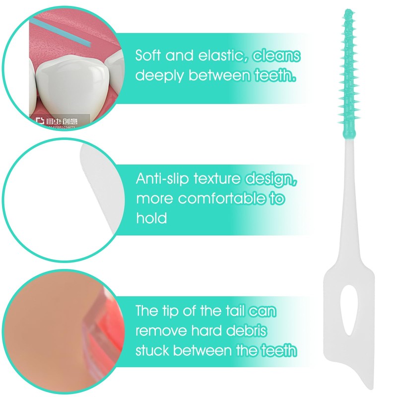 Wanmu 1440 Pieces Dual Purpose Toothpick, Dual-Use Interdental Brushes Soft