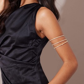 YANCHUN Rhinestone Arm Cuff Upper Arm Bracelet Arm Cuff Jewelry for Women Layerd Arm Bracelet Crystal Open Cuff Jewelry